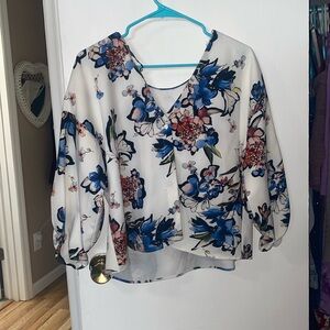 zara floral white button up